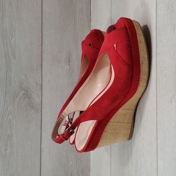 Stuart Weitzman Womens Ankle Suede Slingback Wedge Sandals shoes sz 7.5M - Picture 2 of 13